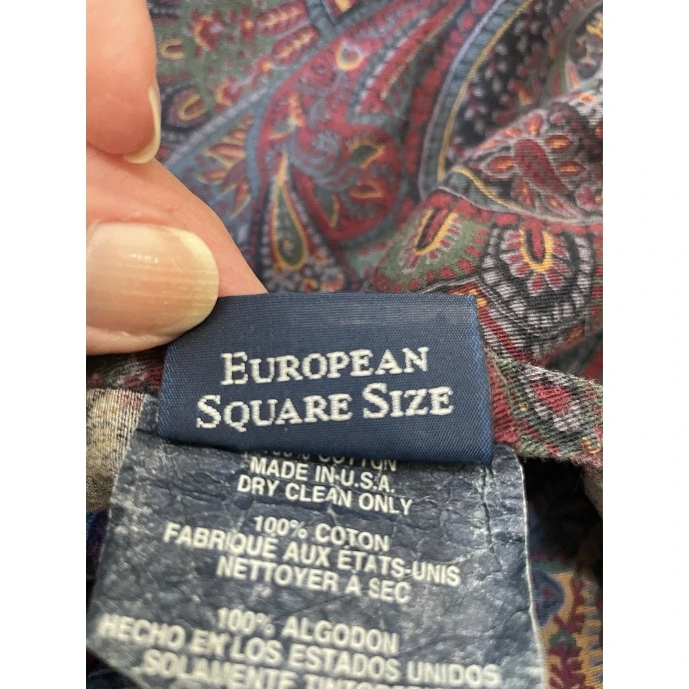 Vtg  Ralph‎ Lauren Farleigh Ruffled Paisely Euro Square Sham  24